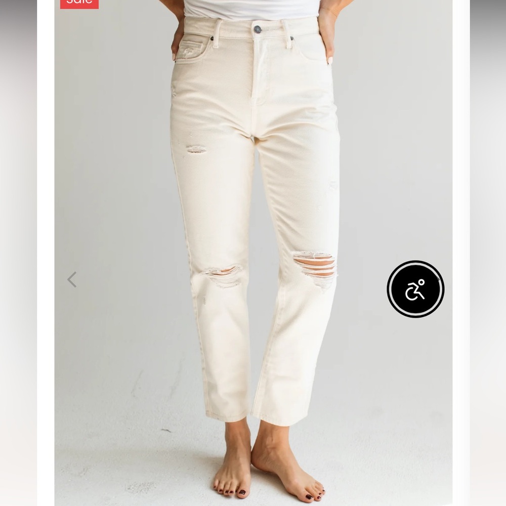 CJLA topanga boyfriend Jean - cream -NWOT  -size 00